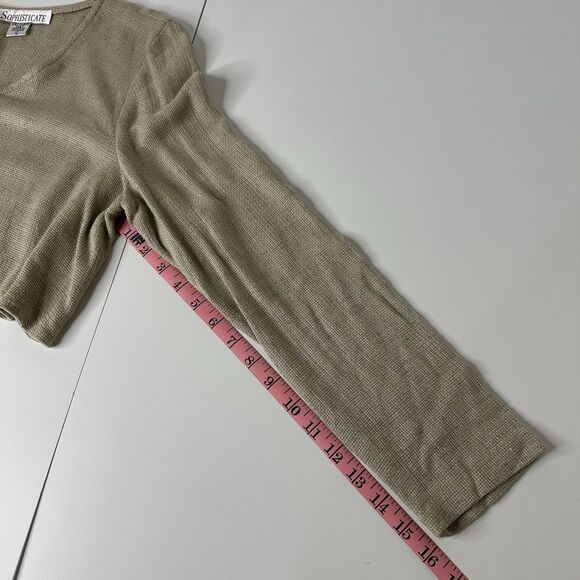 Vtg Sophisticate Cropped Cardigan Sz 11/12 Neutral Flax Canada Minimalist 90s - Picture 12 of 15